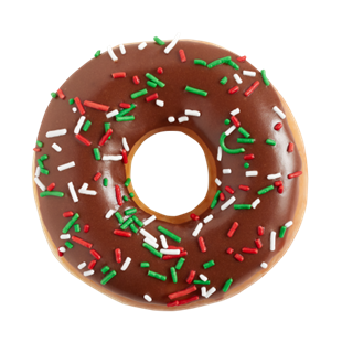 Chocolate donut decoration with holiday sprinkles